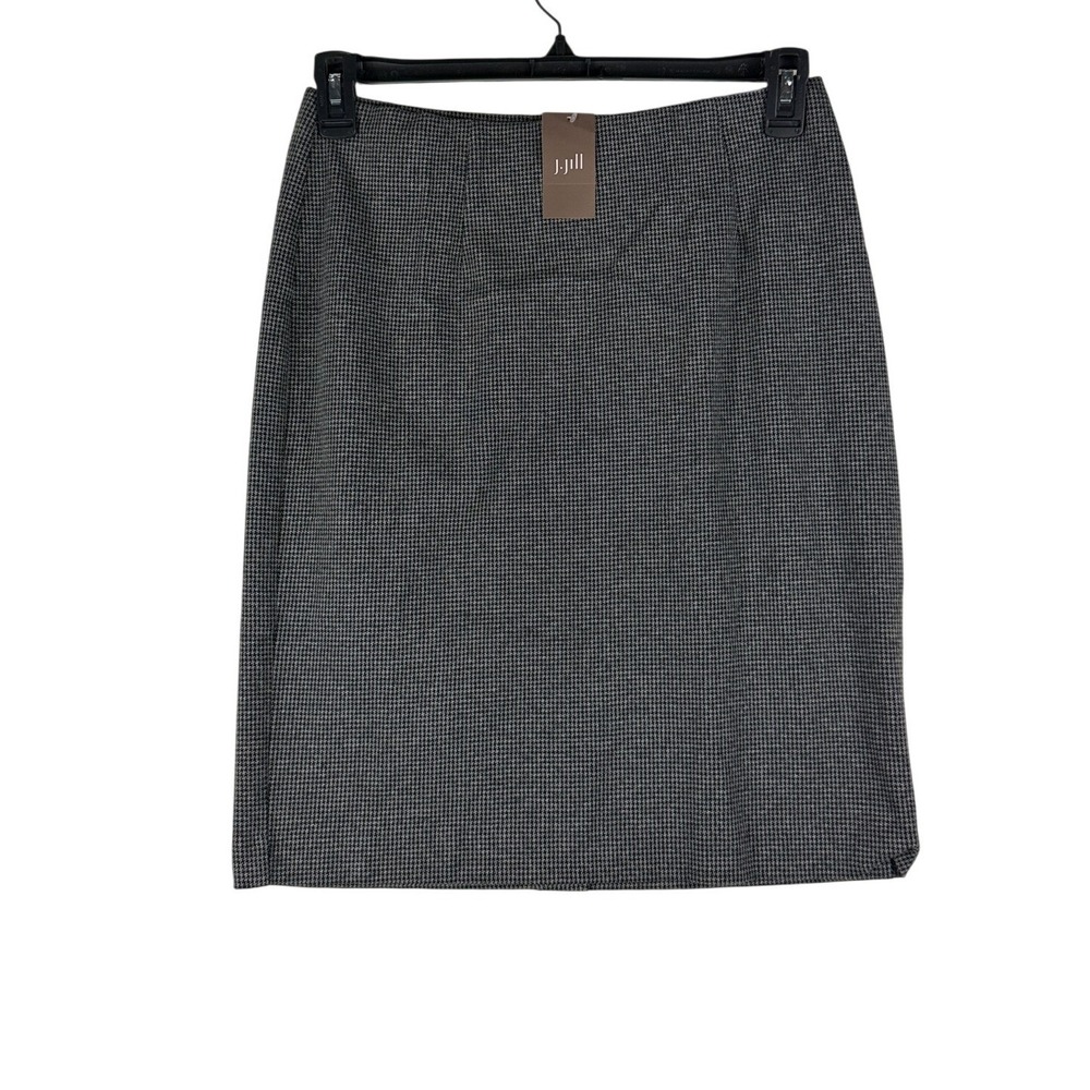 J. Jill Womens Grey Houndstooth Ponte Pencil Skirt Small Tall 23101777 NWT‎